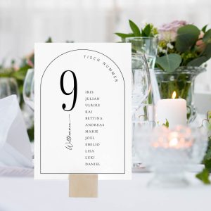 Gruppentischkarten Bogendesign modern