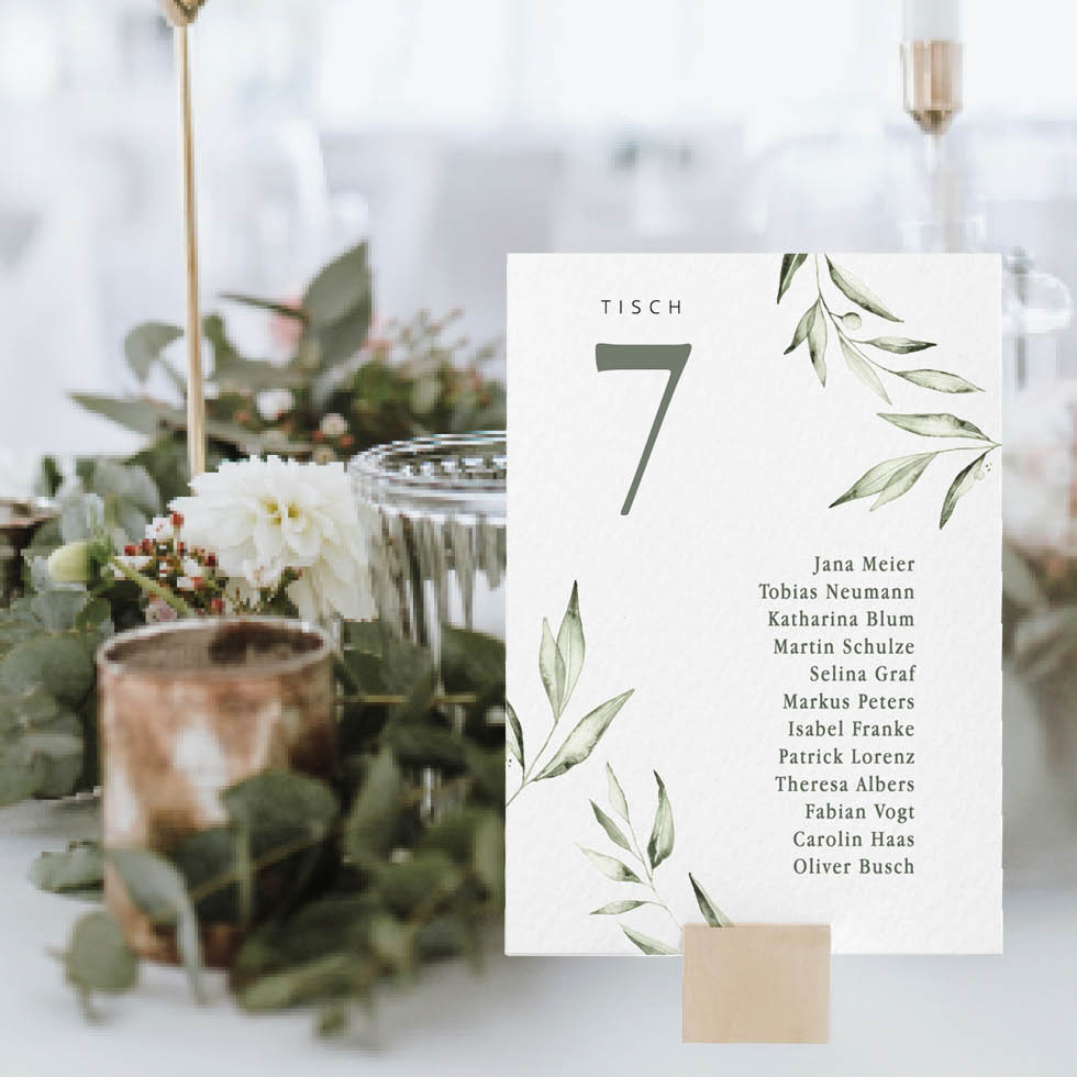 Gruppentischkarten Greenery