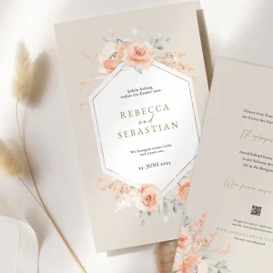 Hochzeitseinladung Vorlage “Pampas & Flowers”