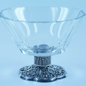 ALBO Albert Bodemer Glas Schale 835er Silber Fuß mit Rosendekor