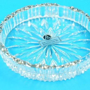 Bleikristall Schale mit 800er Silber Montur |  W. Geist / Hanau | Rosendekor | Handarbeit