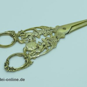 Antike Schere | Traubenschere – Massives 830er Silber ,vergoldet mit filigranen Details